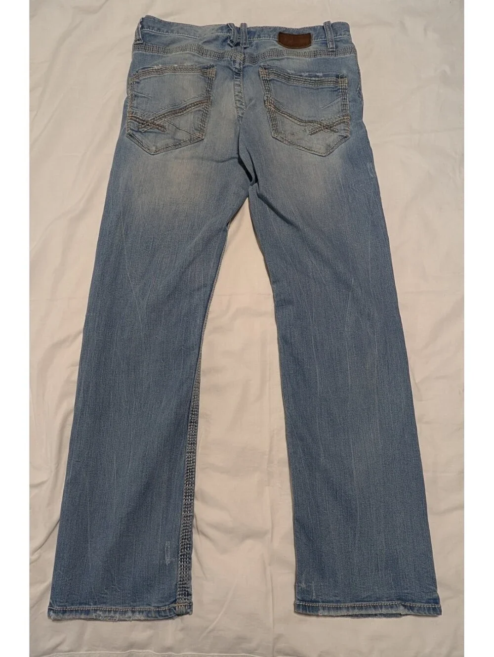 BKE Jake Bootleg Jeans Men’s 34L Light Wash Buckle Denim Bootcut Stretch